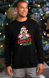 Funny Christmas Sweatshirt: Powered by Cookies & Holiday Spirit